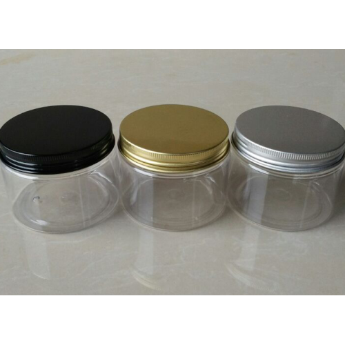 100ml Clear PET Heavy Wall Jars w/ Black Smooth Plastic Lined Caps, 3